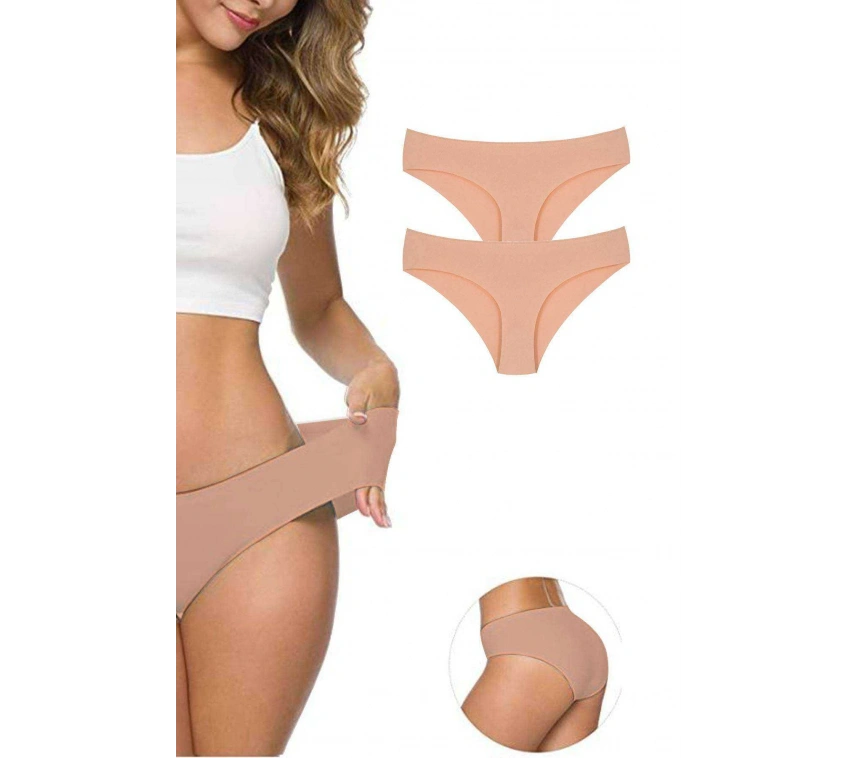2 Adet Kadın Dikişsiz Lazer Kesim Esnek İz Yapmayan Külot Ten