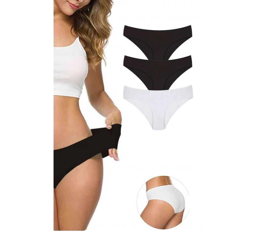 3 Adet Kadın Dikişsiz Lazer Kesim Esnek İz Yapmayan Külot S1