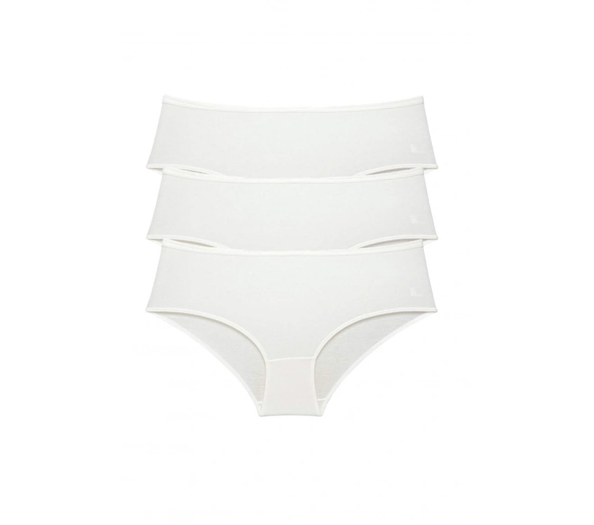 3 Adet Kadın Yüksek Bel Bato Külot Krem