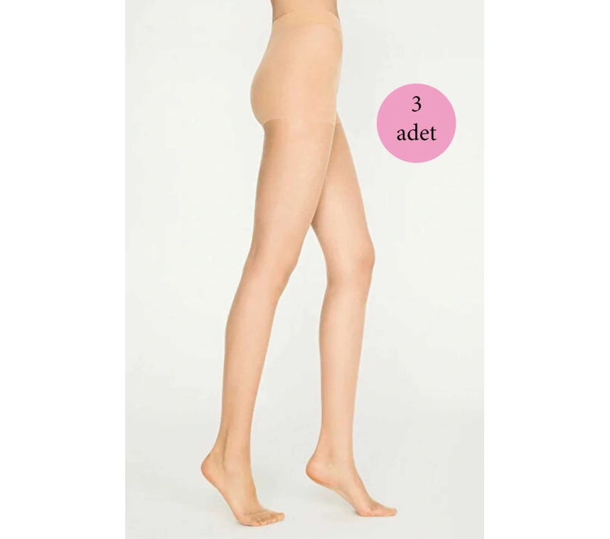 3 Adet Parlak Fit 15 Likralı Külotlu Çorap Açık Ten