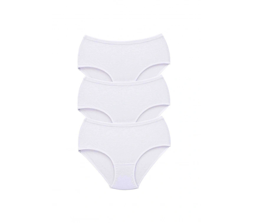 3 Adet Tutku Kadın Yüksek Bel Bato Kalın Lastik Külot Beyaz