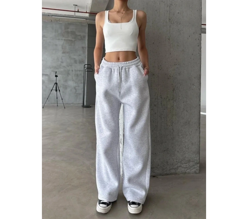 3 iplik şardonlu oversize eşofman gri