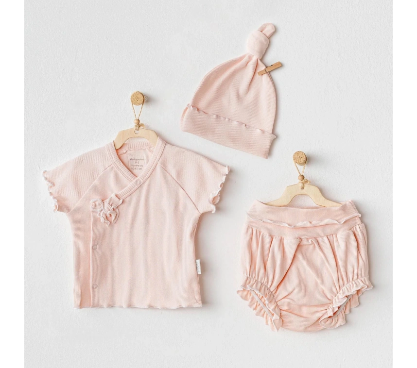 3lü Basic Bebe Takım Salmon