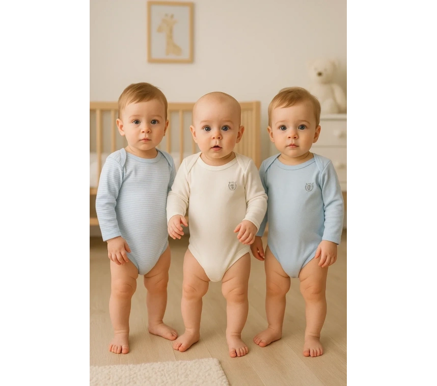 3lü Naturel Bebek Badi Zıbın -%100 Pamuk