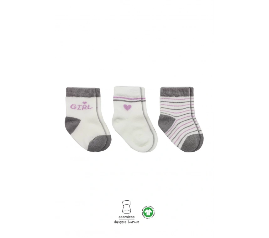 3lü Penye Boy And Girl Soket Çorap Bs10114 Gri