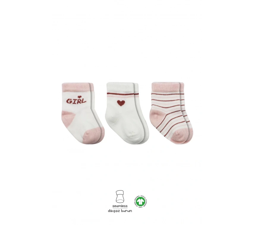 3lü Penye Boy And Girl Soket Çorap Bs10114 Pembe