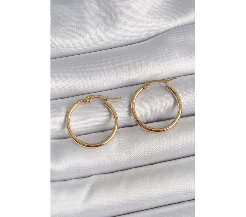 316 Çelik Gold Renk 22mm Kadın Halka Model Kadın Küpe
