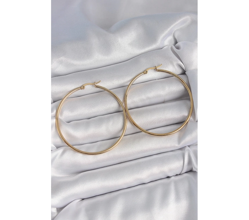316 Çelik Gold Renk 53 mm Halka Model Kadın Küpe