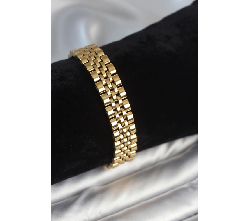 316L Çelik 12 mm Kalınlıkta Gold Renkli Erkek Bileklik