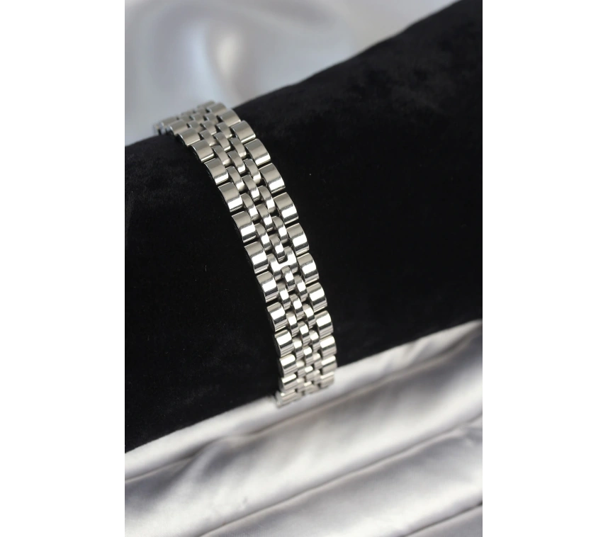 316L Çelik 12 mm Kalınlıkta Gümüş Renkli Erkek Bileklik