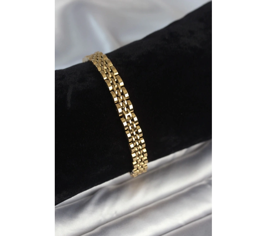 316L Çelik 7 mm Kalınlıkta Gold Renkli Erkek Bileklik