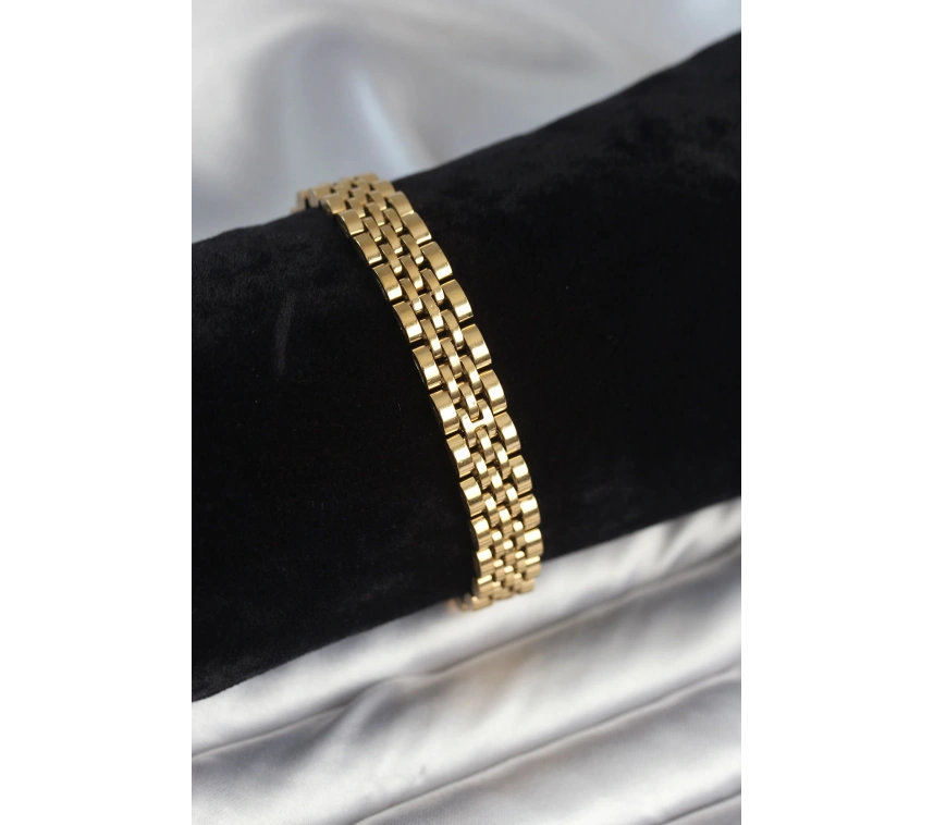 316L Çelik 9 mm Kalınlıkta Gold Renkli Erkek Bileklik