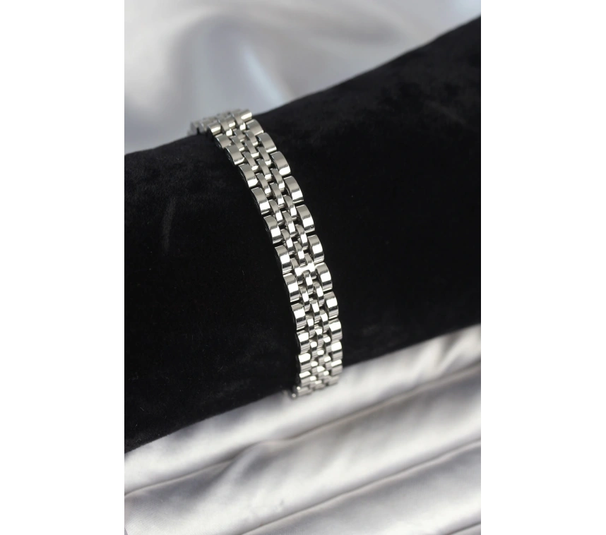 316L Çelik 9 mm Kalınlıkta Gümüş Renkli Erkek Bileklik