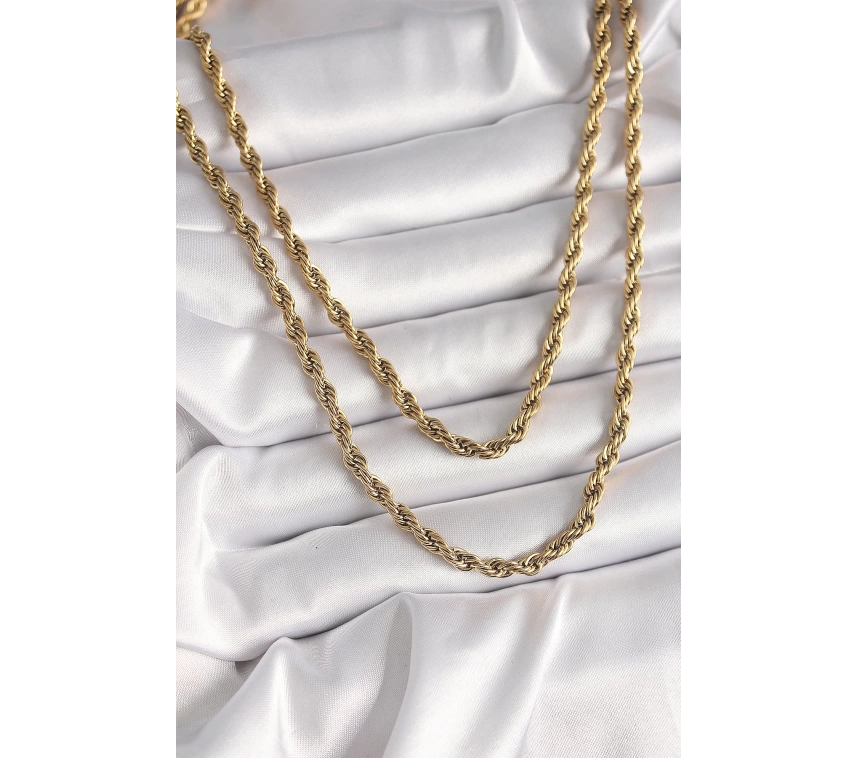 316L Çelik Gold Renk 1 Metre Burgu Zincir Kadın Kolye