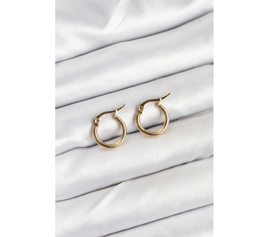 316L Çelik Gold Renk 12 mm Halka Kadın Küpe