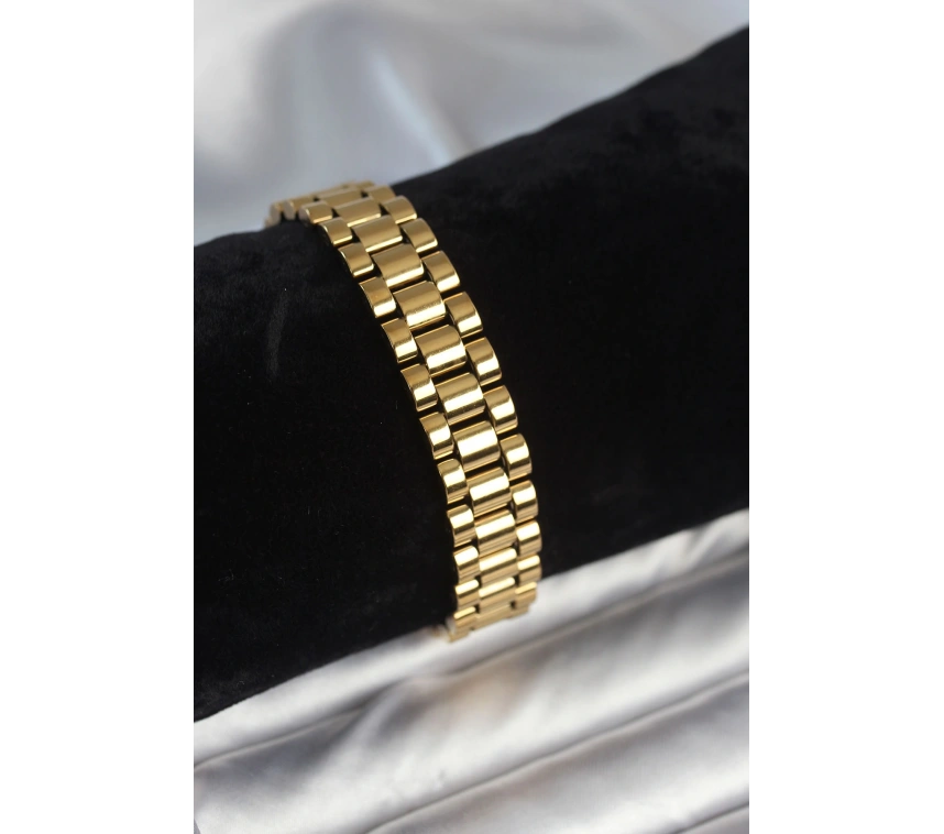 316L Çelik Gold Renk 12 mm Kalınlık Erkek Bileklik