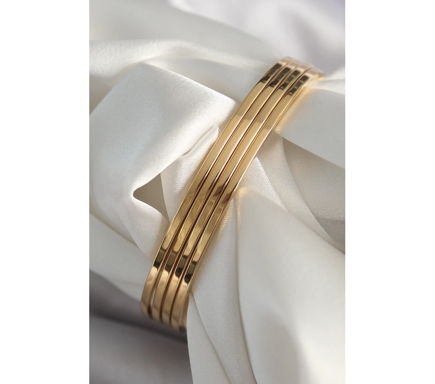 316L Çelik Gold Renk 4lü 60 mm Ajda Model Kadın Bilezik