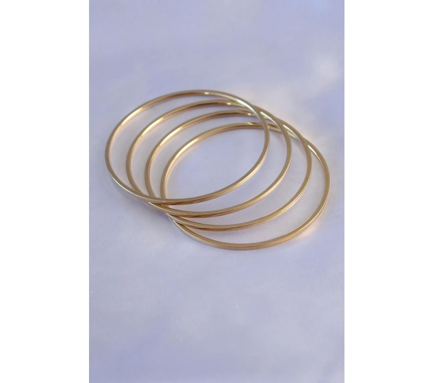 316L Çelik Gold Renk 4lü Ajda Model 65 mm Çap Kadın Bilezik