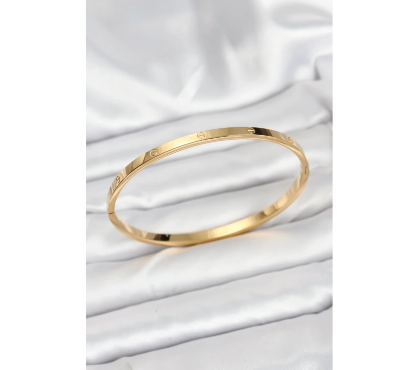 316L Çelik Gold Renk 65 mm İnce Kadın Kelepçe Bileklik