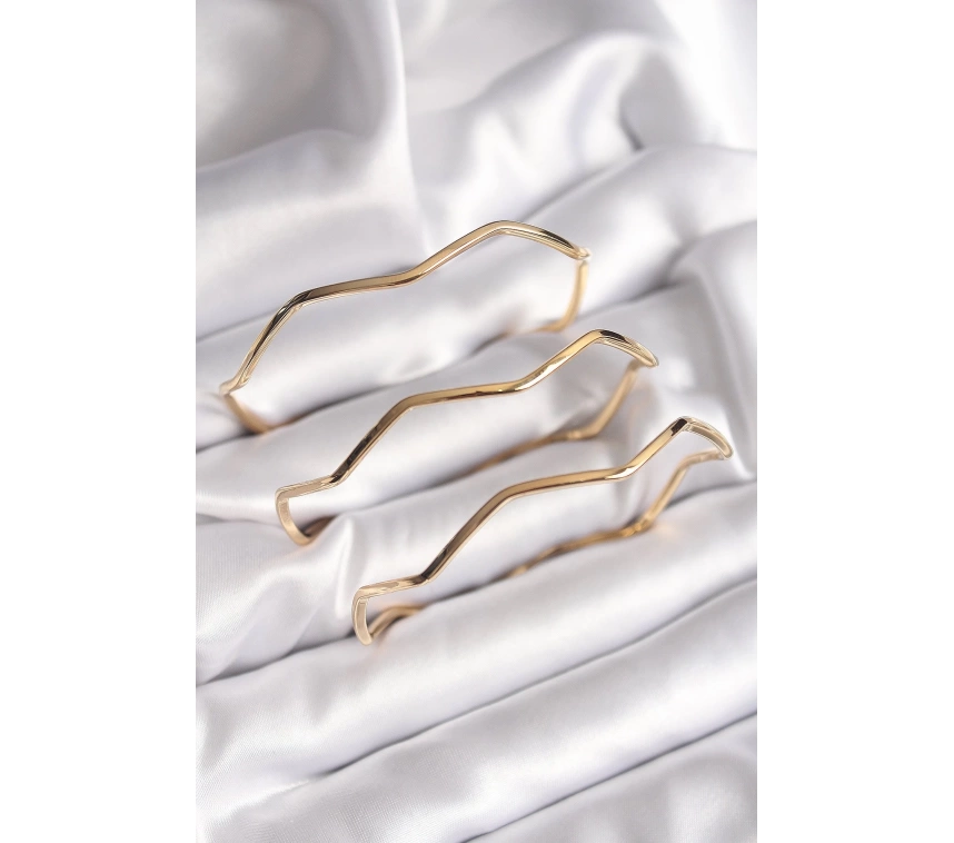 316L Çelik Gold Renk 65 Mm Zikzak Model Ajda Bilezik