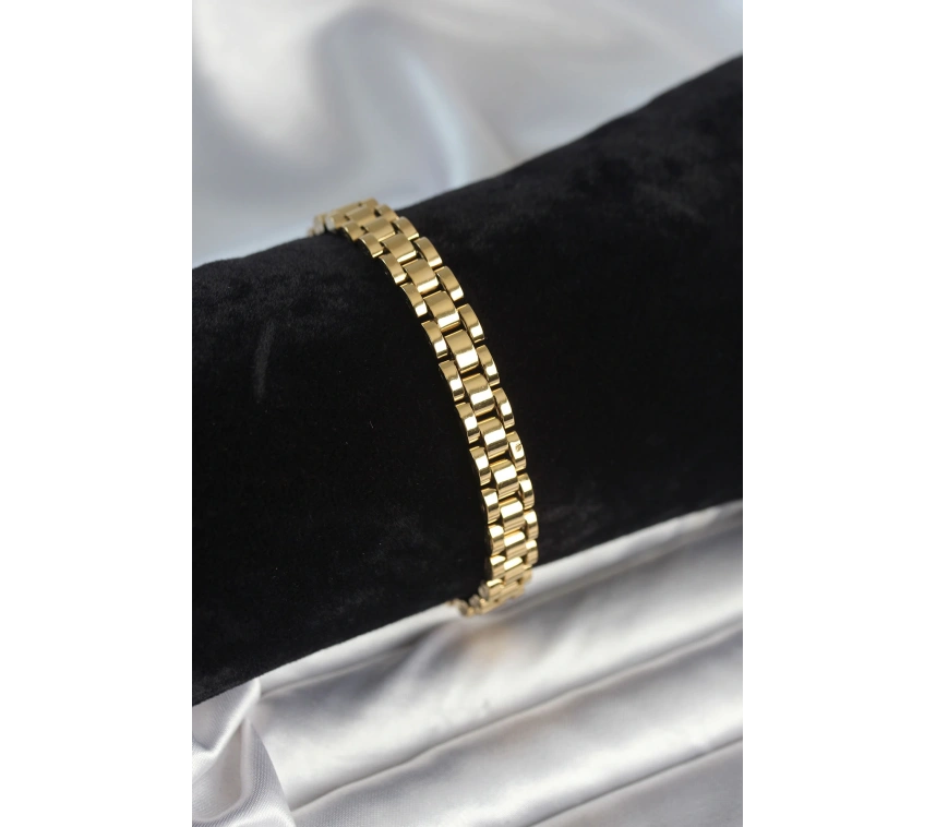 316L Çelik Gold Renk 7 mm Kalınlık Erkek Bileklik