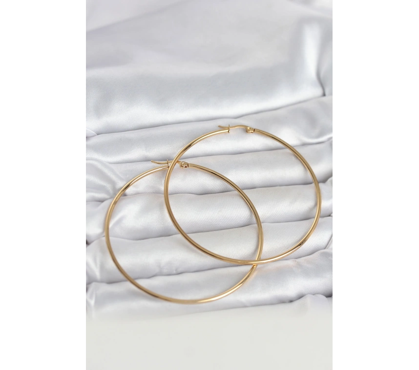 316L Çelik Gold Renk 70 mm Kadın Halka Küpe