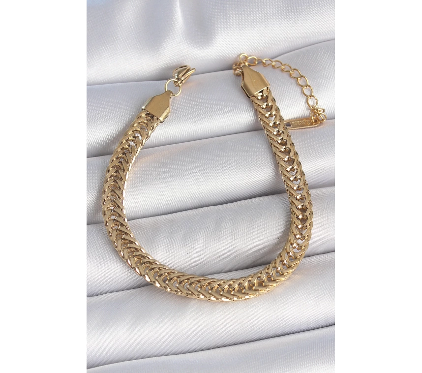 316L Çelik Gold Renk Balık Sırtı Zincir Model Kadın Bileklik