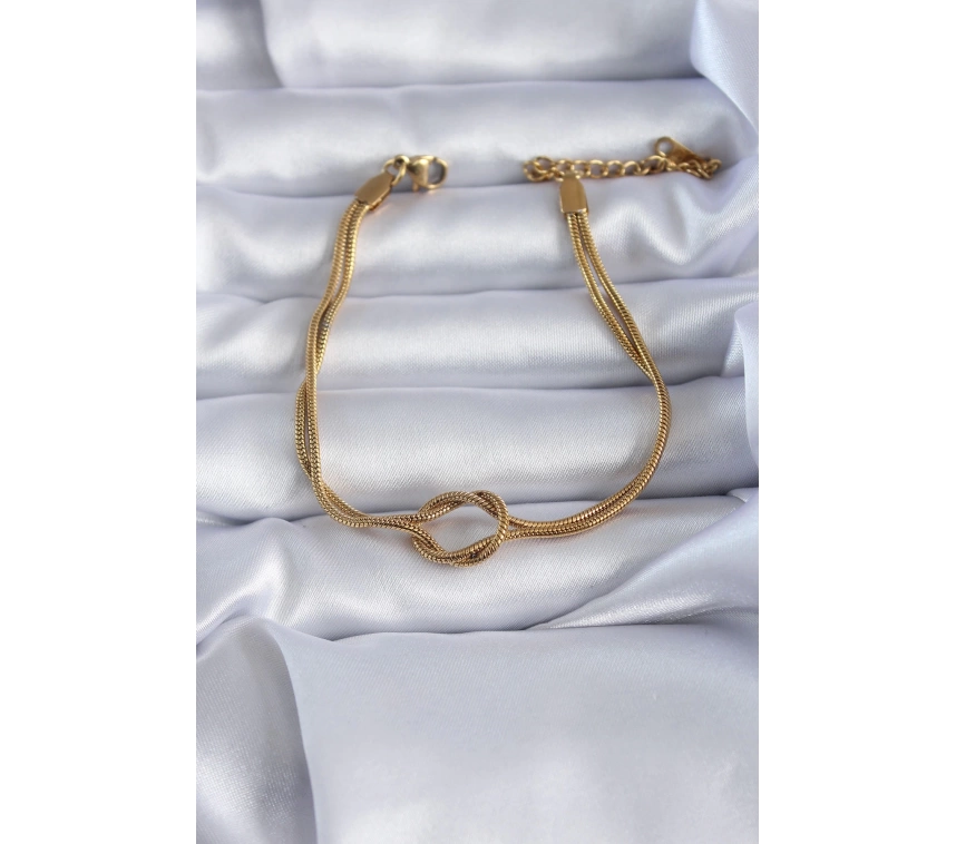 316L Çelik Gold Renk Düğüm Model Kadın Bileklik