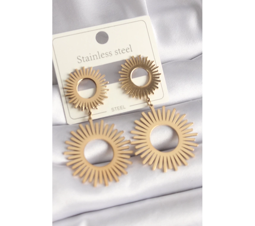 316L Çelik Gold Renk Güneş Model Kadın Küpe