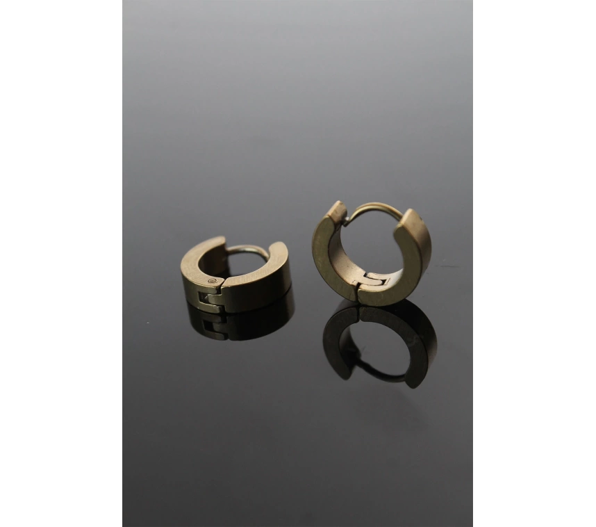 316L Çelik Gold Renk Halka Model Çift Küpe