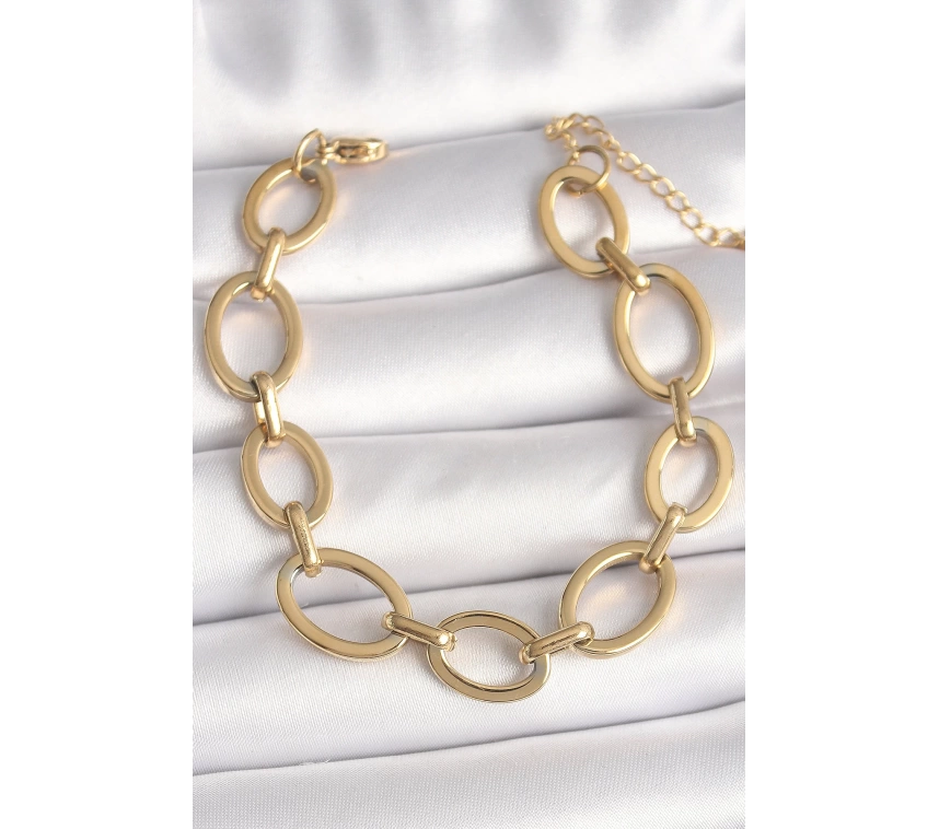 316L Çelik Gold Renk Halka Zincir Model Kadın Bileklik