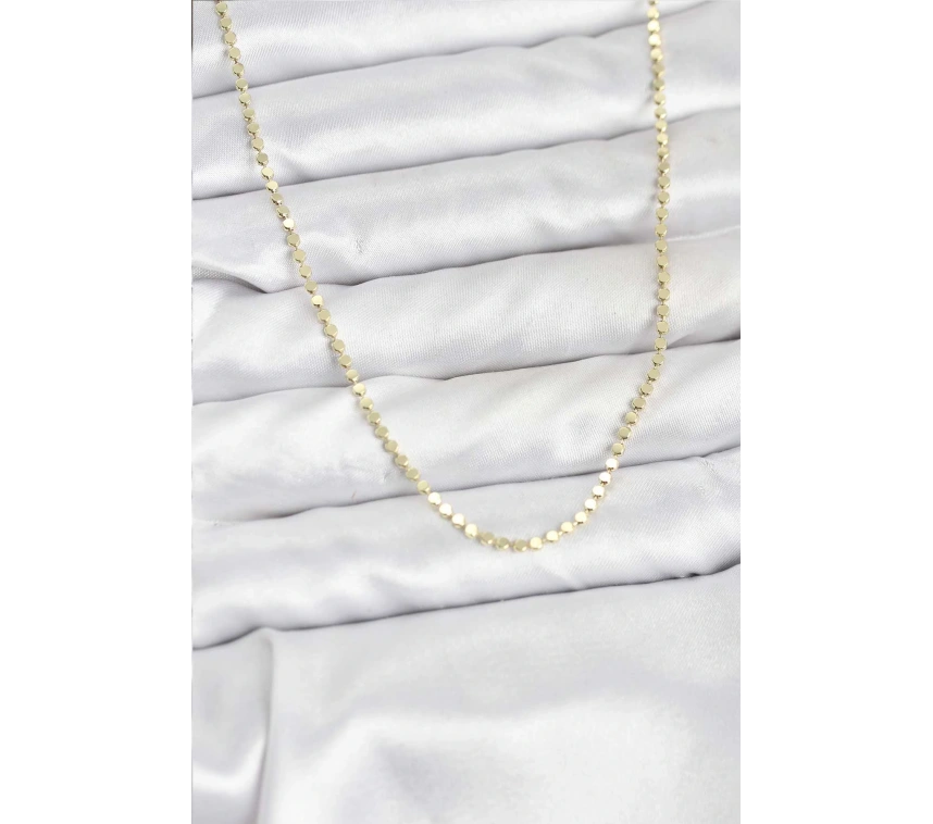 316L Çelik Gold Renk İnce Ezme Zincir Kadın Kolye