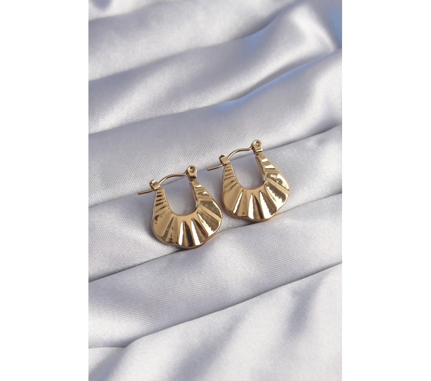 316L Çelik Gold Renk Kabartmalı Görünüm Küpe