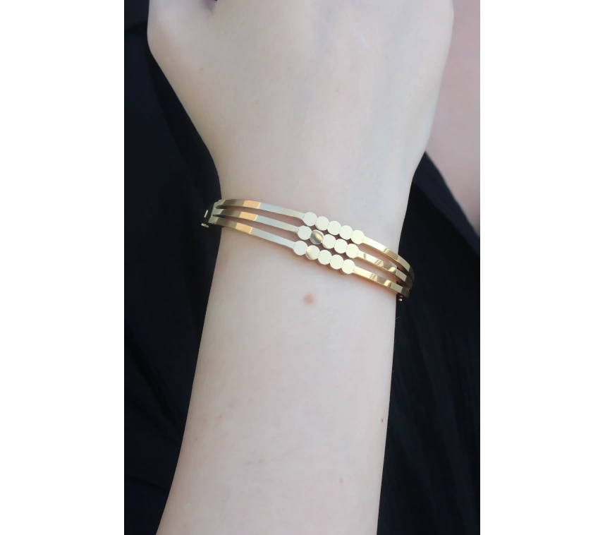 316L Çelik Gold Renk Kaburga Model Kelepçe Kadın Bileklik