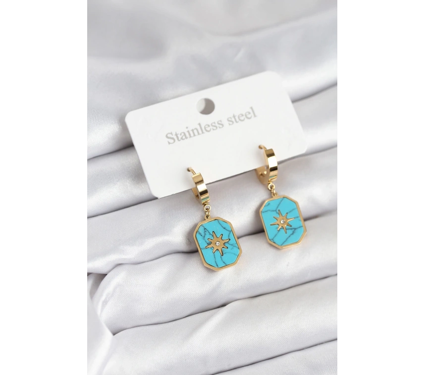 316L Çelik Gold Renk Kutup Yıldızı Model Kadın Küpe