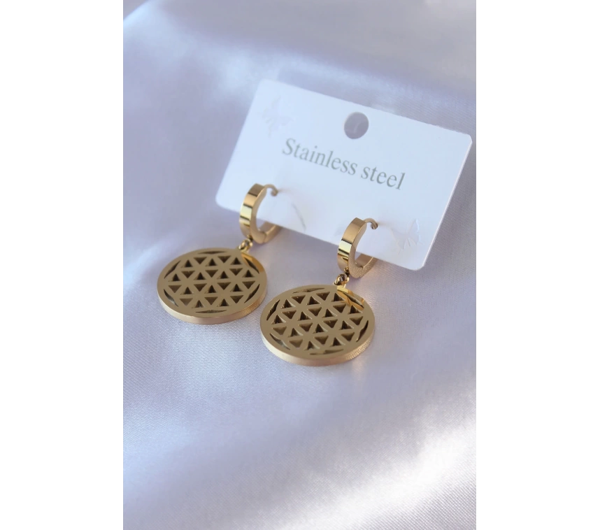 316L Çelik Gold Renk Lotus Model Kadın Küpe
