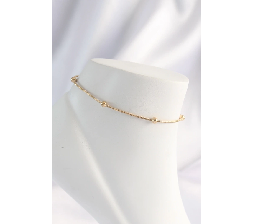 316L Çelik Gold Renk Minimal Topçuk Model Halhal