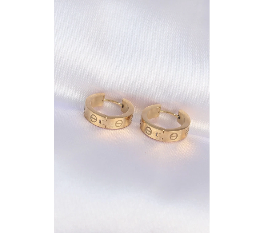 316L Çelik Gold Renk Model Halka Küpe