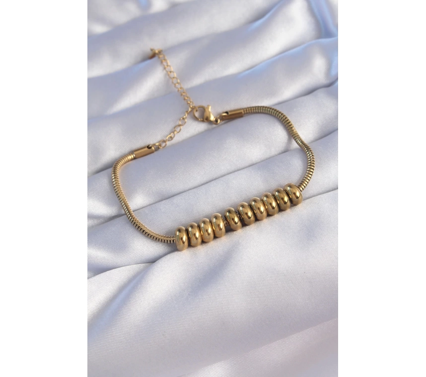 316L Çelik Gold Renk Oval Figürlü Bileklik