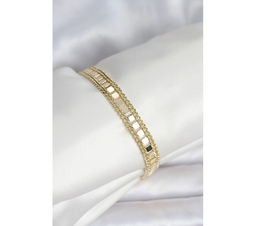 316L Çelik Gold Renk Pullu Zincir Model Kadın Bileklik