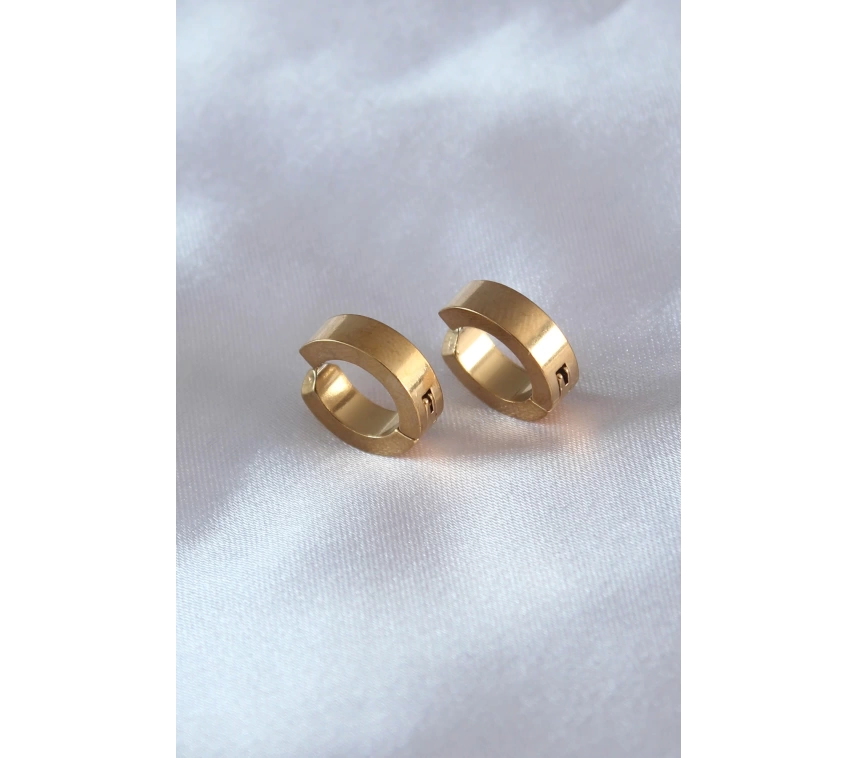 316L Çelik Gold Renk Sıkıştırmalı Erkek Küpe