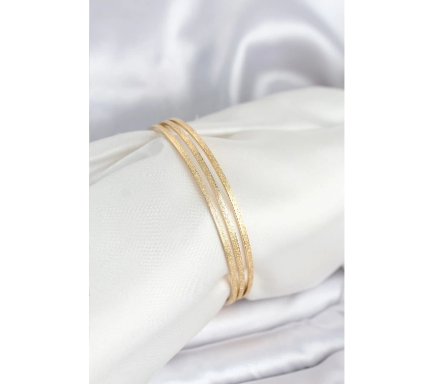 316L Çelik Gold Renk Simli Model Ajda 65 mm Kadın Bileklik