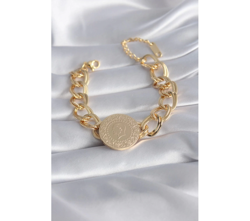 316L Çelik Gold Renk Tam Altın Model Samanyolu Kadın Bileklik