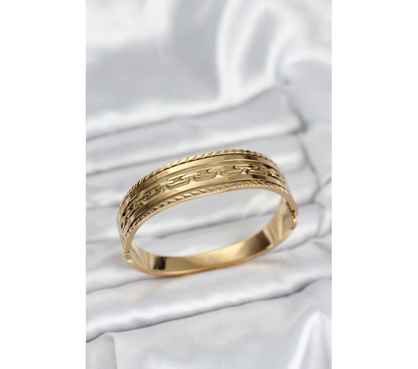 316L Çelik Gold Renk Vintage Model Kadın Kelepçe Bileklik