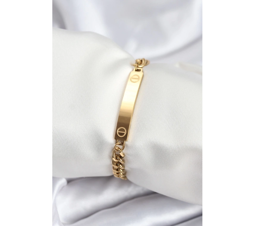 316L Çelik Gold Renk Yazı Yazmaya Uygun Kadın Bileklik