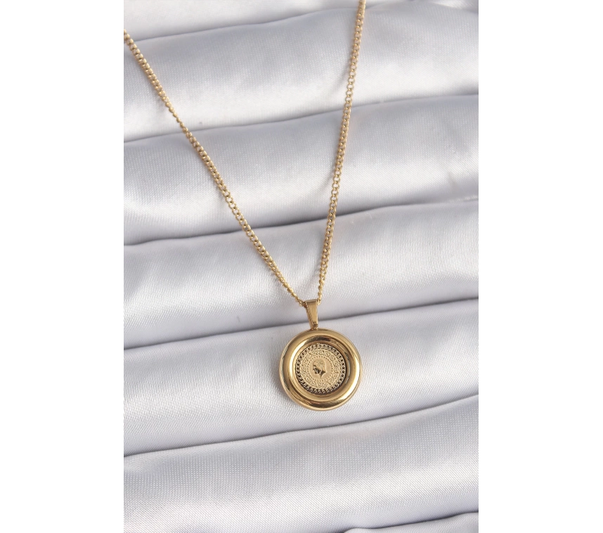 316L Çelik Gold Renk Zincir Gold Altın Model Kadın Kolye