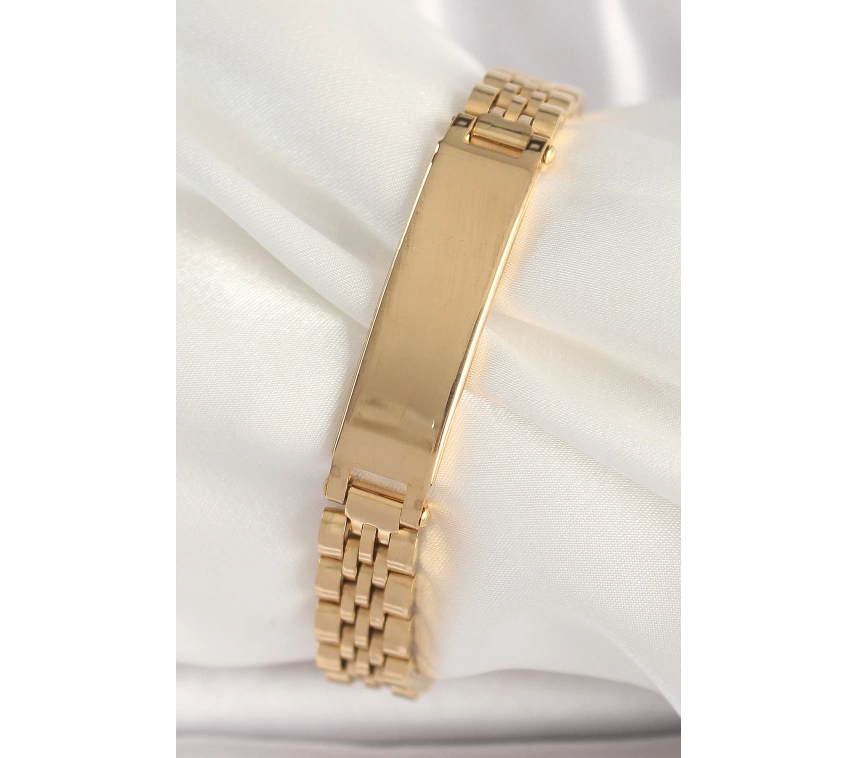 316L Çelik Gold Renk Zincir Künye Model Erkek Bileklik