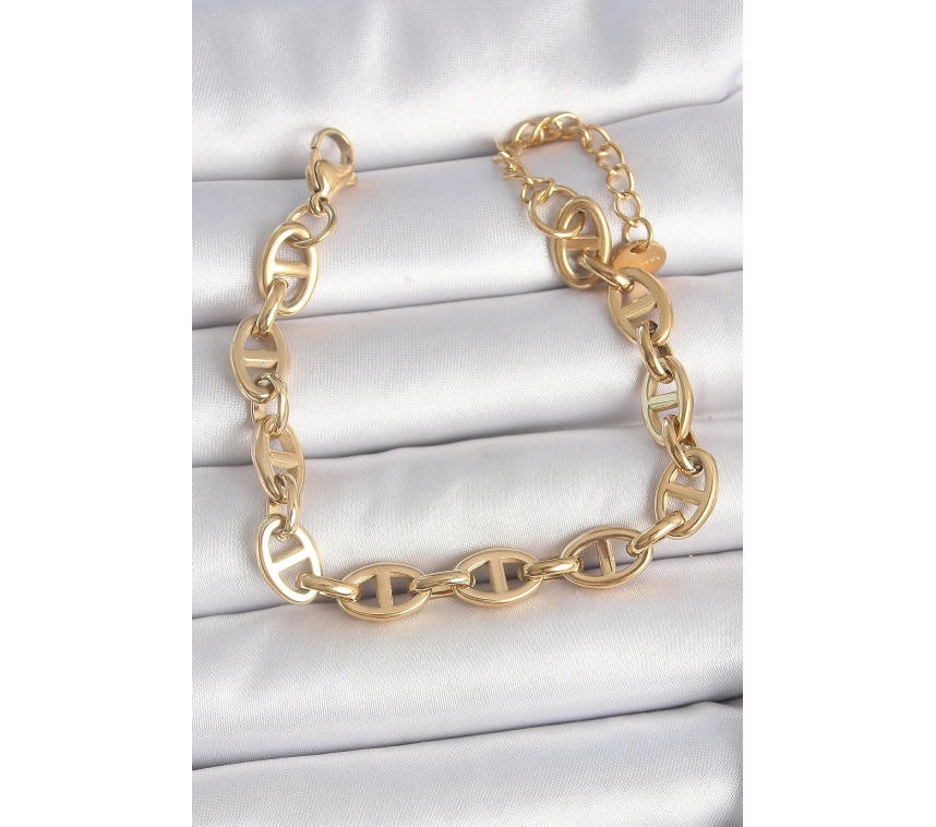 316L Çelik Gold Renk Zincir Model Kadın Bileklik