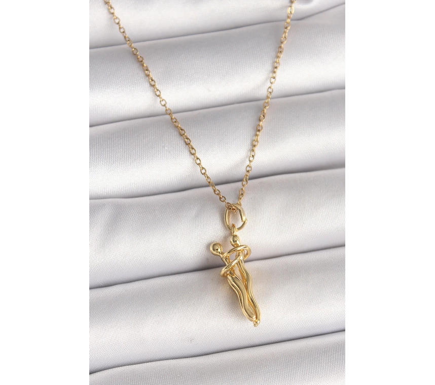 316L Çelik Gold Renk Zincir Sarılma Model Kadın Kolye