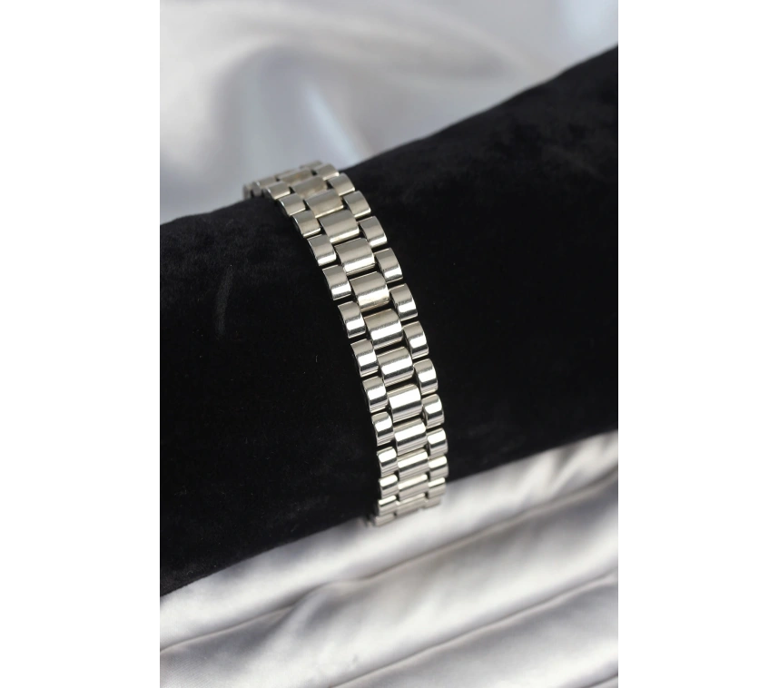 316L Çelik Gümüş Renk 12 mm Kalınlık Erkek Bileklik